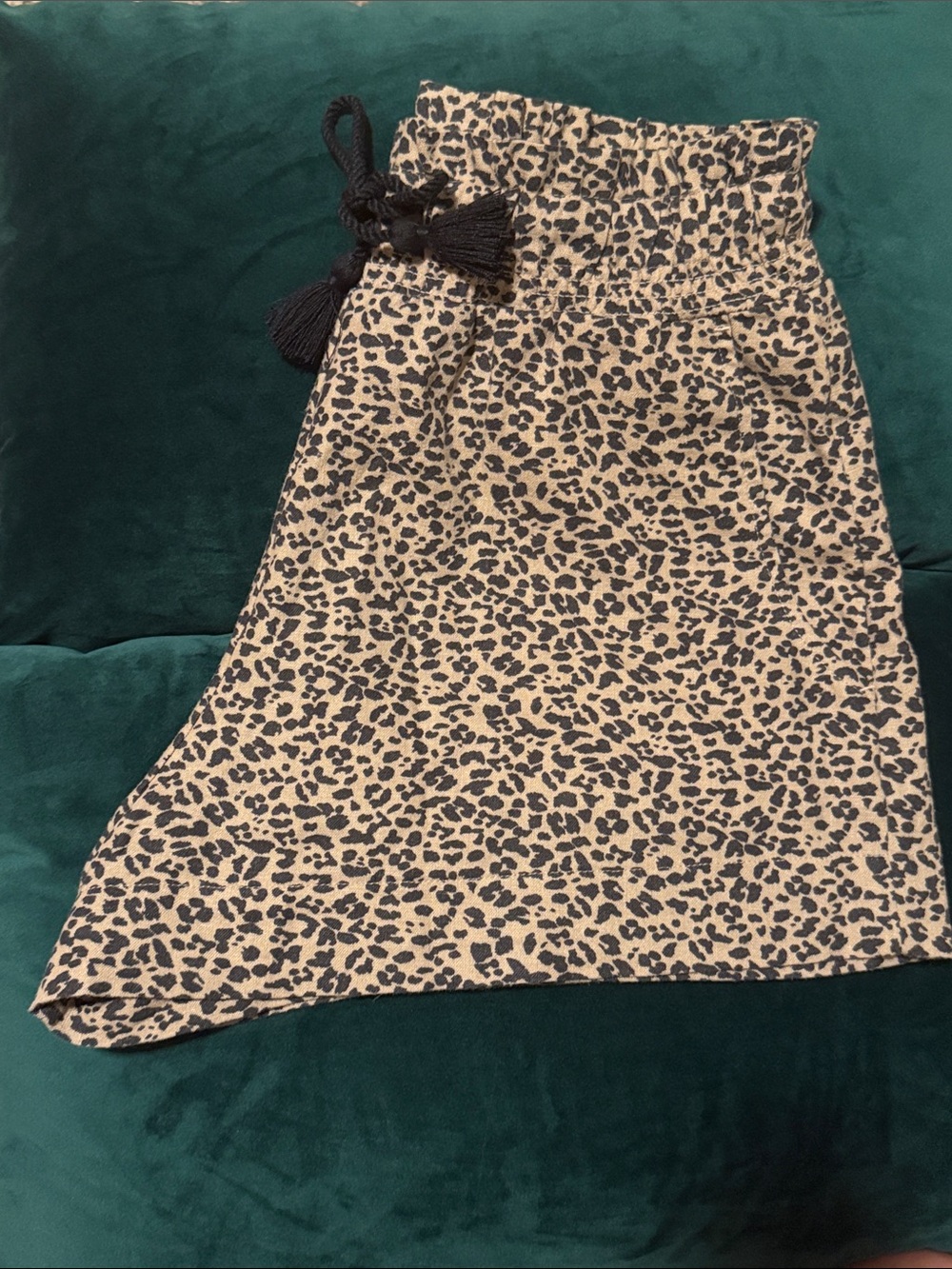 Abercrombie & Fitch Beige and Black Leopard Print Drawstring Shorts - Picture 6 of 6